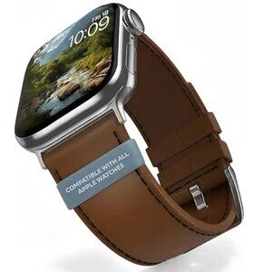 MobyFox Premium Brown Leather 22mm Apple Watch Universal Smartwatch Strap